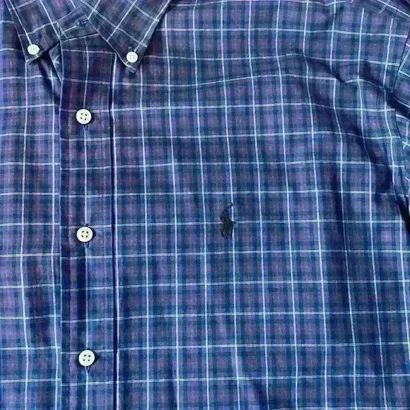 Ralph Lauren Blake Long Sleeve Shirt Purple Blue Plaid sz M (unisex) - Picture 3 of 11
